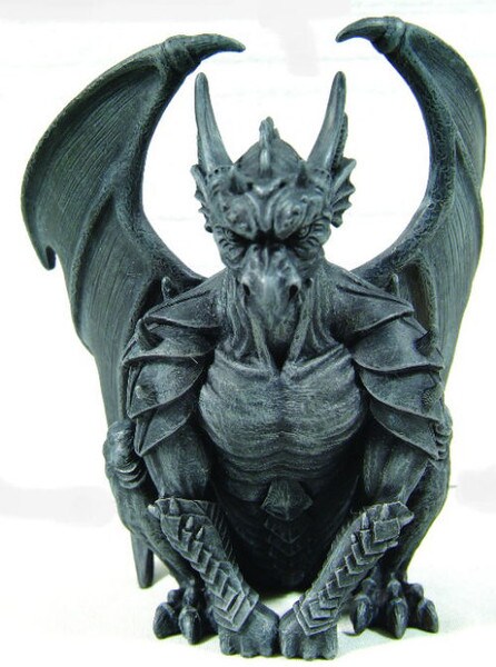 Guardian gargoyle figurine whimsical display horned statue sculpture winged futuristic